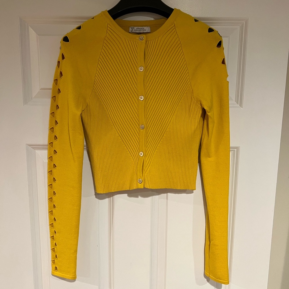 Versace Collection Cropped Cutout Sweater